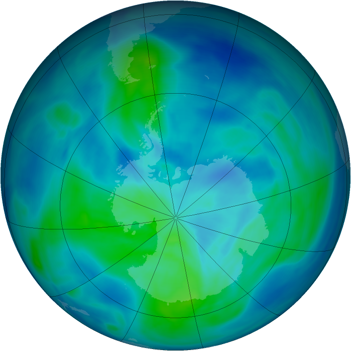 Antarctic ozone map for 17 March 2006